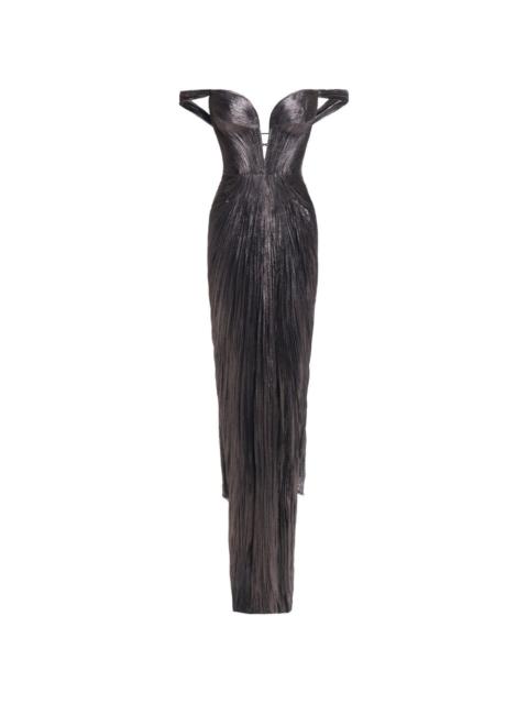 MARIA LUCIA HOHAN off-shoulder pleated maxi dress