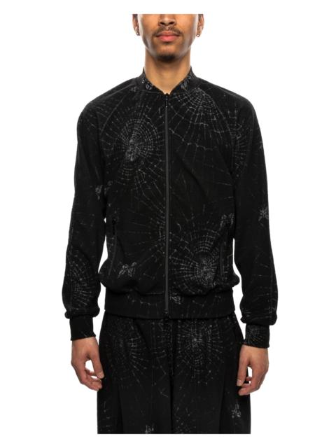 NEEDLES Rib Collar Track Jacket - Pile Jacquard / Spider Web Black