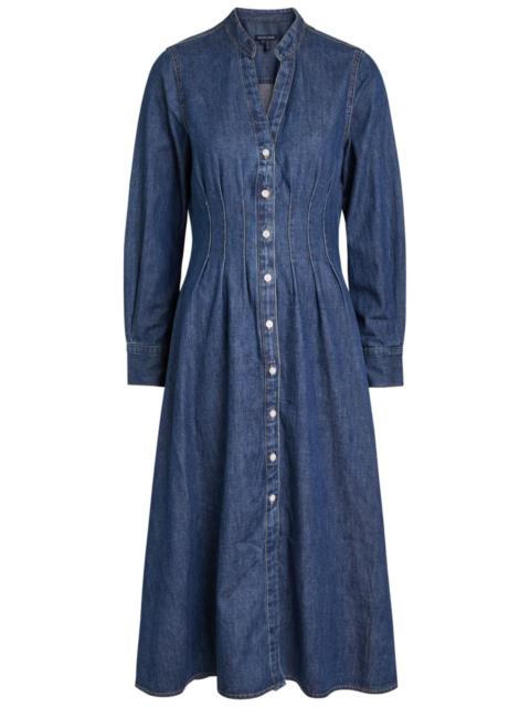 Veronica Beard Arcadia Pintuck Denim Midi Dress