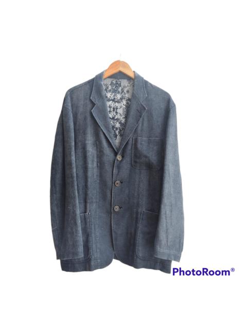Other Designers Issey Miyake Blue Grey Art Floral Coat Jacket