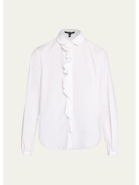 R13 Shrunken Ruffle-Trim Cotton Poplin Shirt