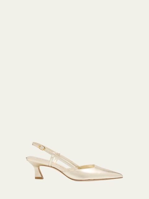 Stuart Weitzman Vinnie Metallic Kitten Slingback Pumps