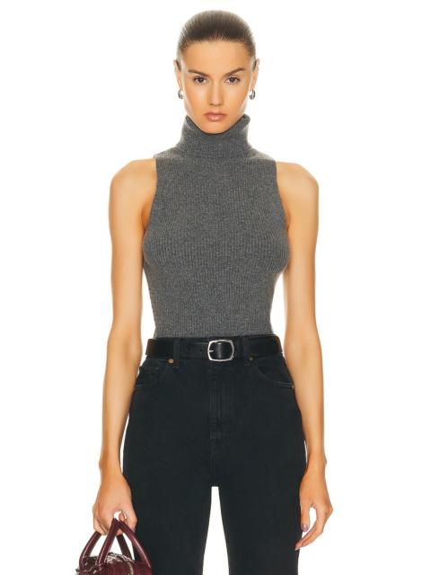 Enza Costa Rib Sleeveless Turtleneck Sweater