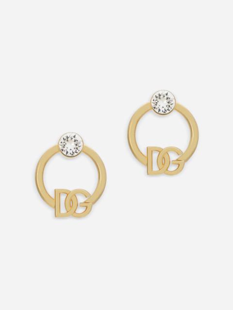 Hoop earrings with DG logo and rhinestones