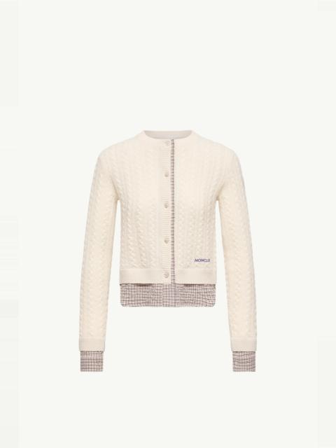 Moncler Cable Knit Wool & Cashmere Blend Cardigan