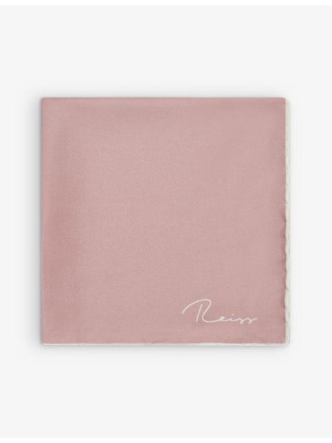 REISS Ceremony logo-print silk pocket square