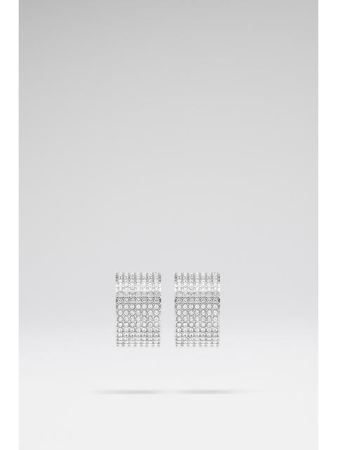 Amina Muaddi RIH HOOP SMALL WHITE CRYSTALS AND SILVER BASE