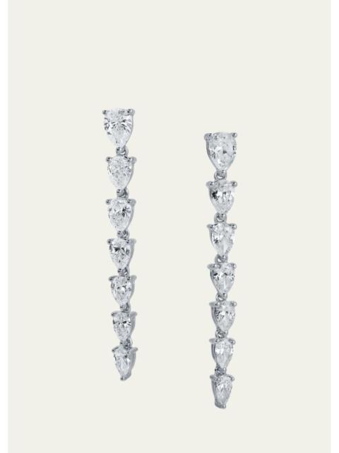 ANITA KO 18K White Gold Sept Graduated Pear Diamond Drop Earrings