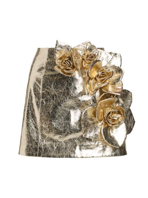 AKNVAS Women's Aksel Rose-Embellished Metallic A-Line Miniskirt - Gold Hammered Leather