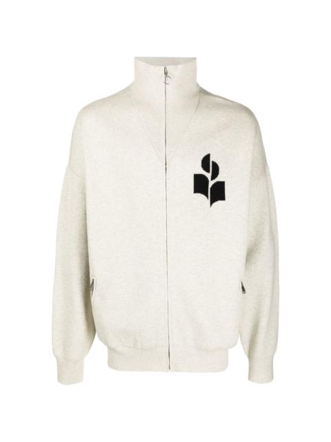 zippered logo cardigan