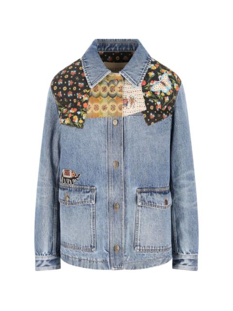Valentino floral-patches denim jacket