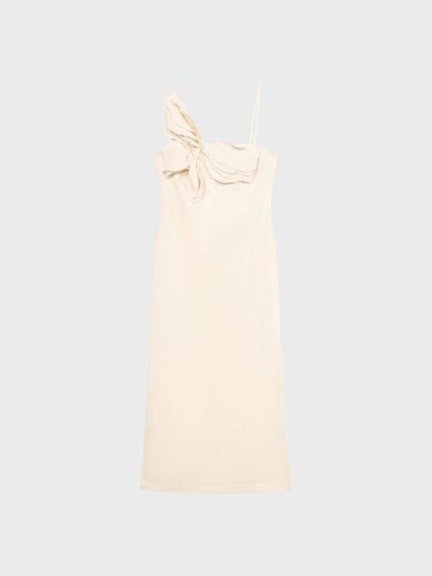 Blumarine MIDI DRESS IN WASHED GABARDINE WITH 3D BUTTERFLY