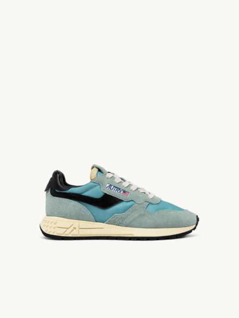AUTRY REELWIND LOW SNEAKERS IN JADE GREEN AND BLACK NYLON AND SUEDE
