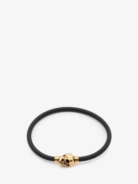 Alexander McQueen Rubber Cord Skull Bracelet in Black