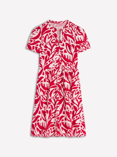 BODEN Naomi Short Jersey Dress-Merida Red, Leafy Cascade Mono