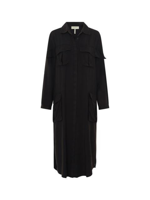 ONE TEASPOON Crushed Midi Shirt Dress - Black