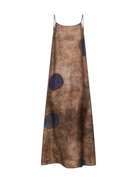 UMA WANG Brown printed viscose and cupro Anaya midi dress