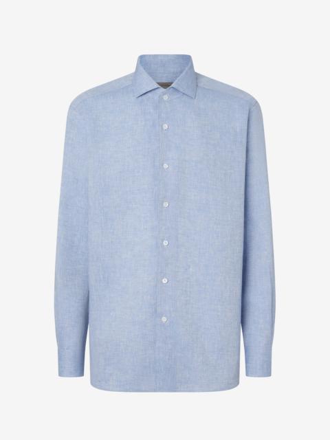 CORNELIANI Light blue pure chambray linen shirt