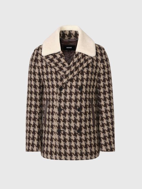 MACKAGE COLE-BHT Houndstooth Patterned Wool Peacoat