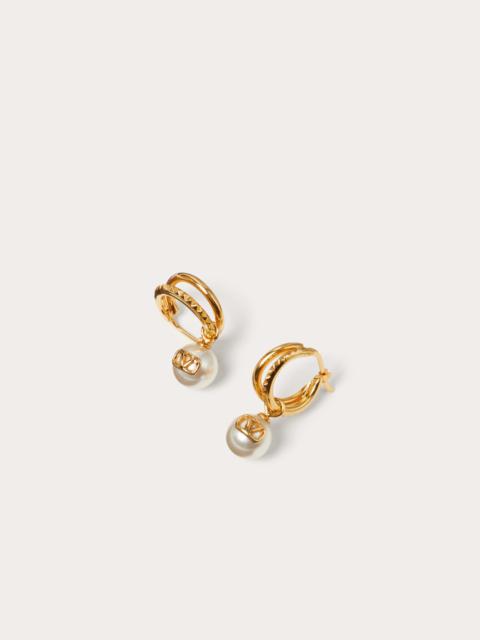 Valentino VLOGO SIGNATURE METAL EARRINGS WITH SWAROVSKI® PEARLS