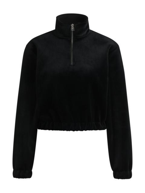 HUGO RELAXED-FIT ZIP-NECK SWEATSHIRT IN STRETCH VELVET