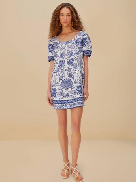 FARM RIO Off-White Shell Garden Euroflax™ Premium Linen Mini Dress