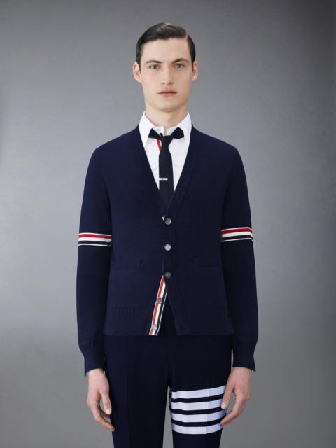 Thom Browne Navy Cotton Milano Stitch Stripe Armband V-neck Cardigan