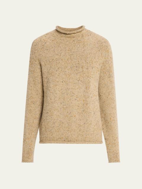 Loro Piana Men's Cashmere Donegal Knit Turtleneck Sweater