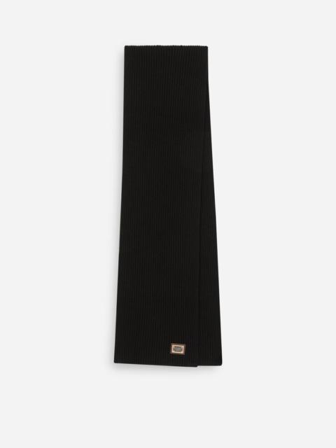 Dolce & Gabbana Knit cashmere scarf with branded plate