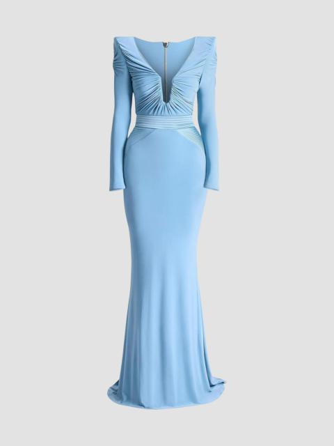 ZHIVAGO Women's The Bloom Gathered Jersey Gown - Dusty Blue