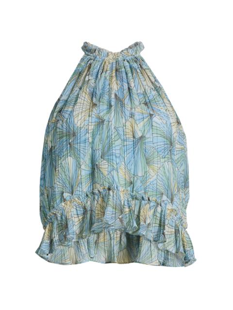 VERONICA BEARD Women's Renee Petal Halter Top - Powder Blue Multi