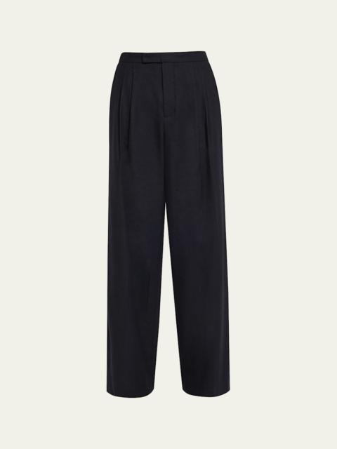 Vince Pleated Mid-Rise Wide-Leg Trousers