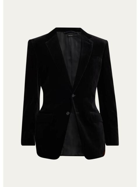 TOM FORD Men's Cotton Velvet Pipe-Trim Patch Pocket Blazer