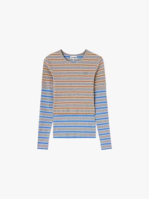 GANNI LONG-SLEEVE TOP IN DOUBLE STRIPE