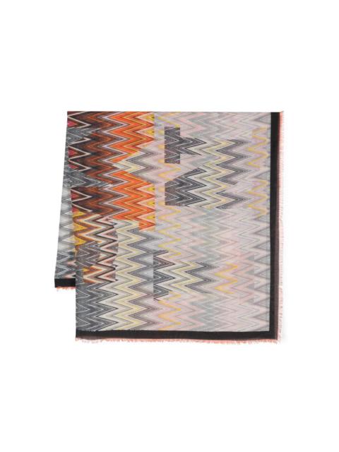 Missoni zigzag-print frayed scarf