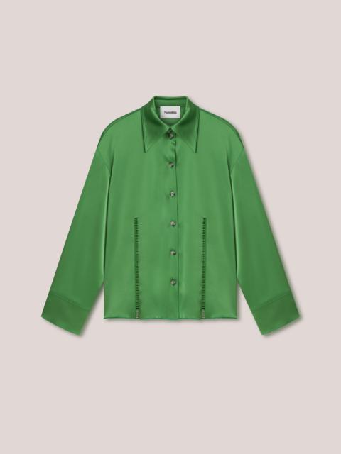 CAIO - Slip-satin ladder-stitch shirt - Green