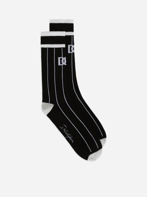 Dolce & Gabbana Striped cotton jacquard socks with DG logo