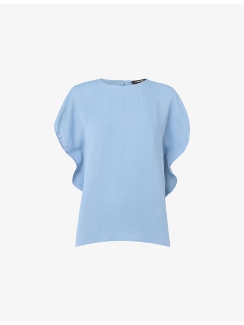 WHISTLES Short-Sleeved Round-Neck Woven Top