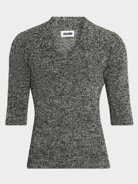 MAGLIANO Men's Melange Wool Rib V-Neck Sweater