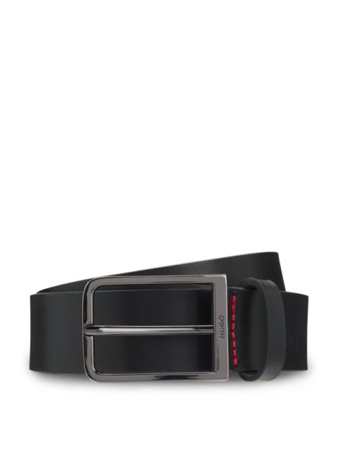 HUGO LOGO-BUCKLE BELT IN ITALIAN LEATHER
