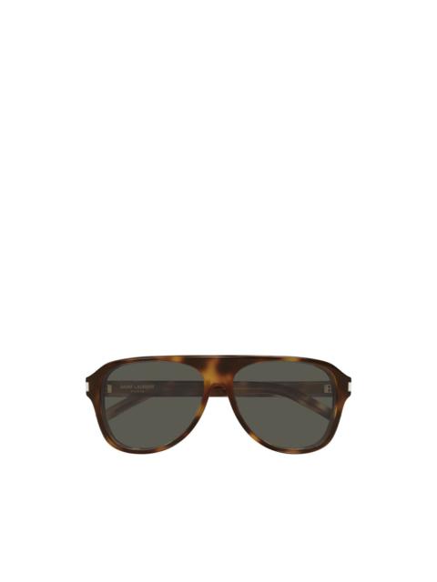 SAINT LAURENT tortoiseshell-effect pilot-frame sunglasses