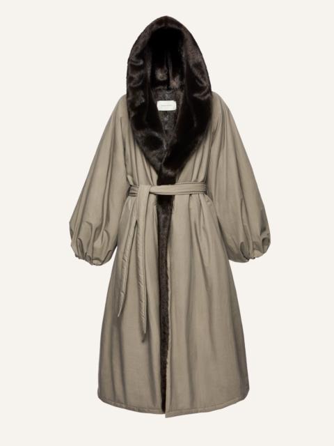 MAGDA BUTRYM Faux fur hooded coat in grey cotton