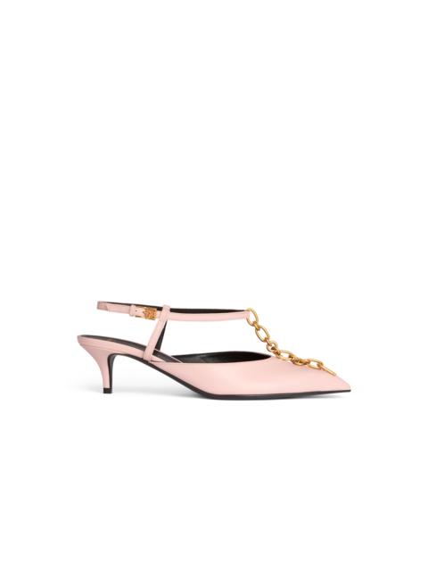 Balmain Sync chain kitten slingbacks in leather