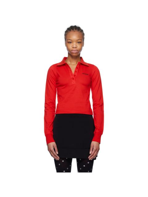 We11done Red Cotton Logo Polo