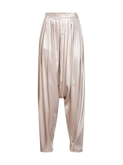 GIUSEPPE DI MORABITO Vanilla satin harem trousers with pleats at waist