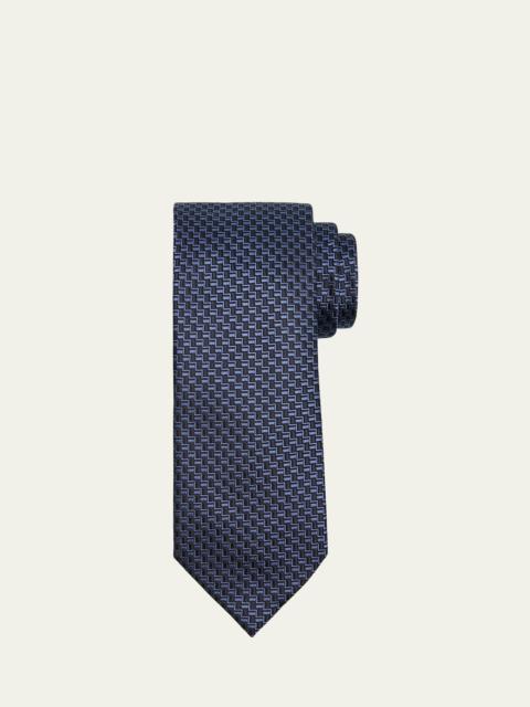 ZEGNA Men's Bicolor Basketweave Silk Tie