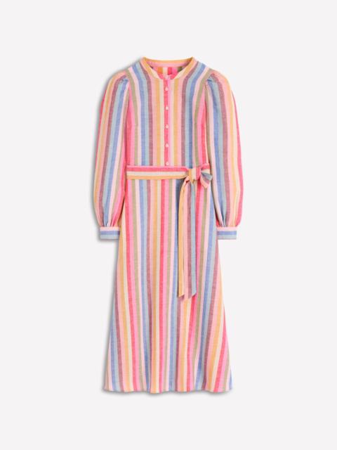 BODEN Ava Linen Blend Midi Dress-Pink, Green, Purple Multi