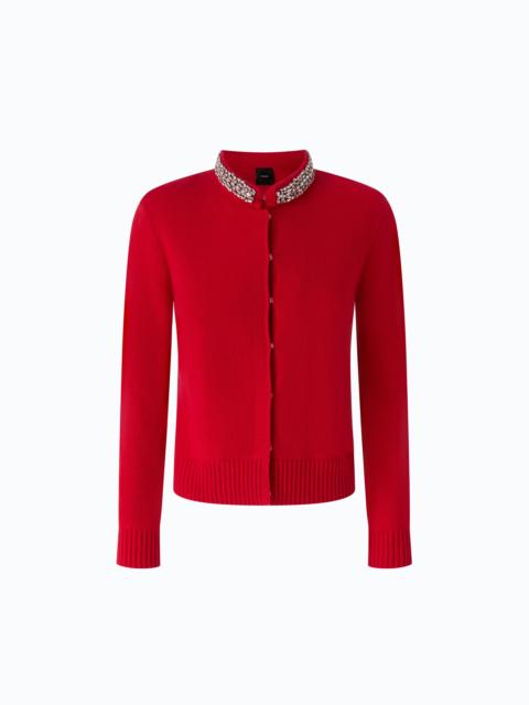 PINKO CARDIGAN WITH JEWEL COLLAR