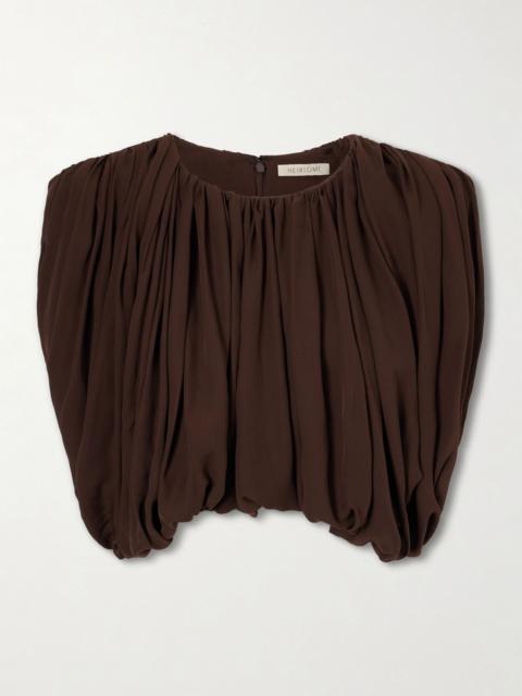 HEIRLOME Renata silk cropped top Dark brown