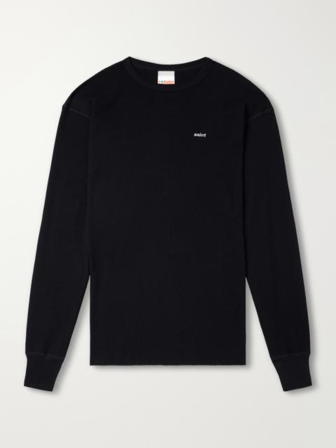 SAINT M×××××× Tharmal Logo-Embroidered Waffle-Knit Cotton T-Shirt